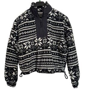 DSG Fair Isle Quarter Zip Size Medium NWT Black White Women’s $65